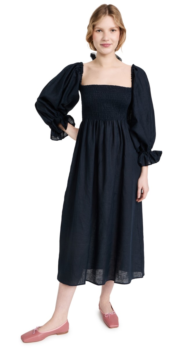 Sleeper Atlanta Linen Dress Navy
