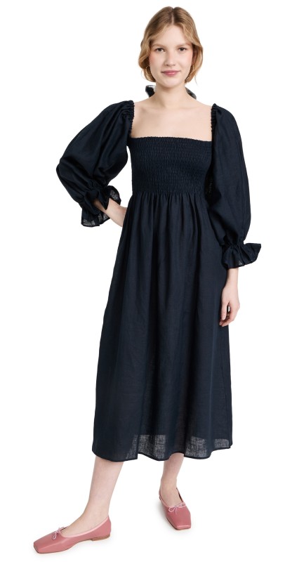Sleeper Atlanta Linen Dress Navy