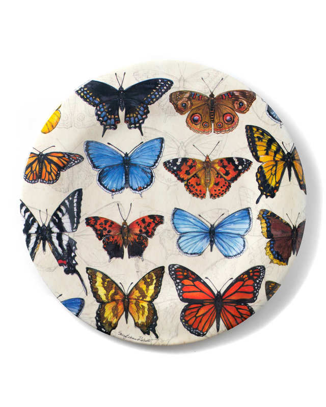 Field Guide Butterflies Shatter-Resistant Bamboo Dinner Plates, Set of 4
