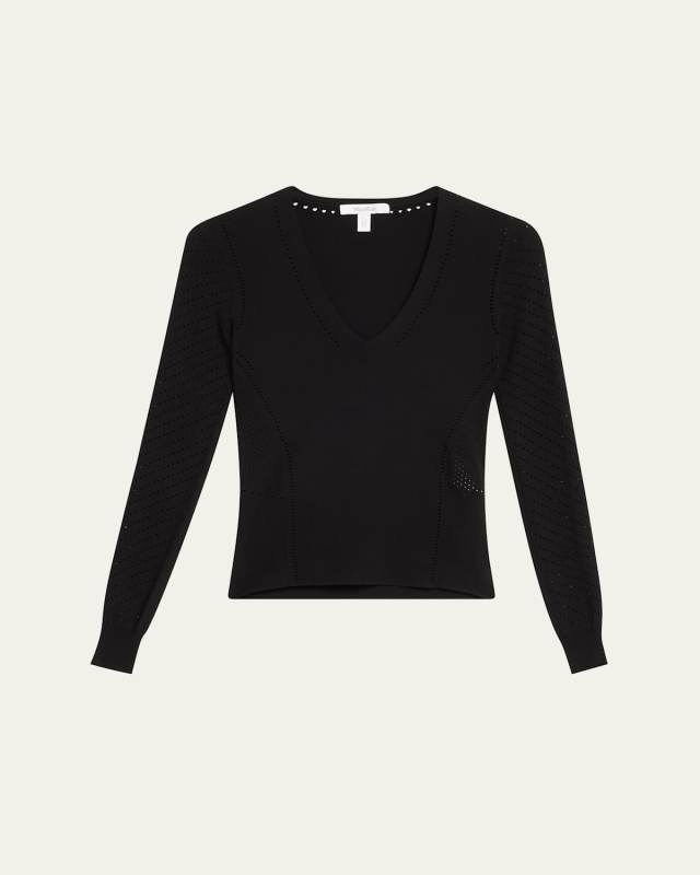 Nadar V Neck Open-Knit Sweater