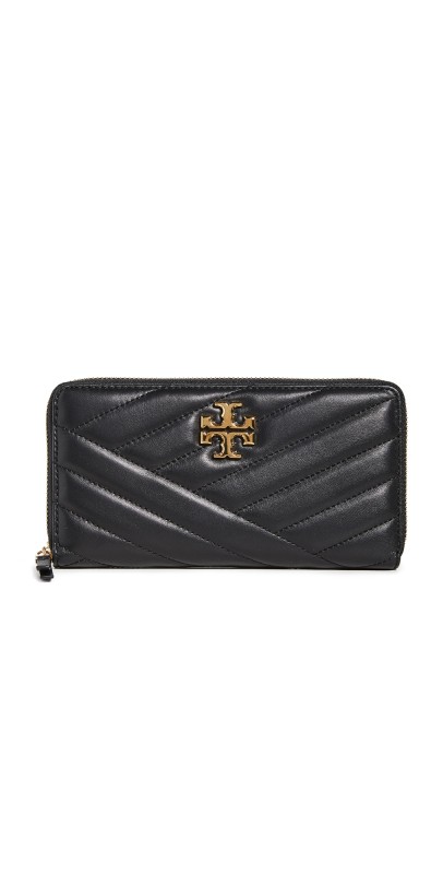 Tory Burch Kira Chevron Zip Continental Wallet Black