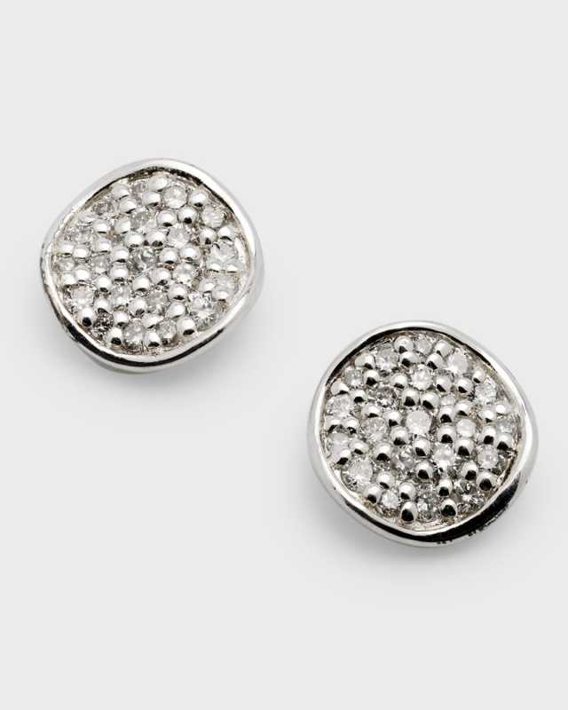 Mini Flower Stud Earrings in Sterling Silver with Diamonds