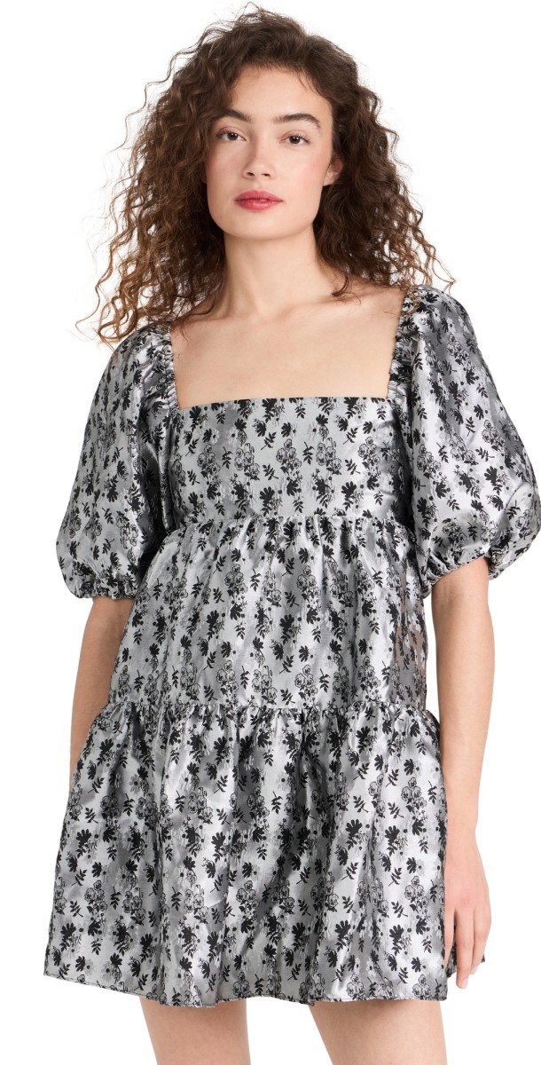 Amanda Uprichard Maisie Dress In Brocade Silver