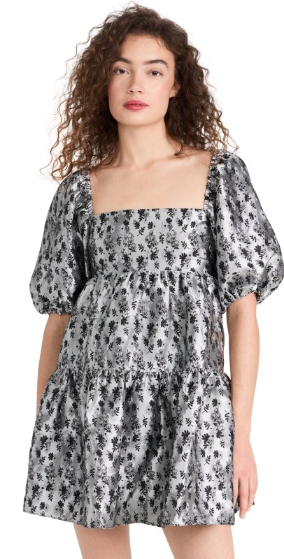 Amanda Uprichard Maisie Dress In Brocade Silver