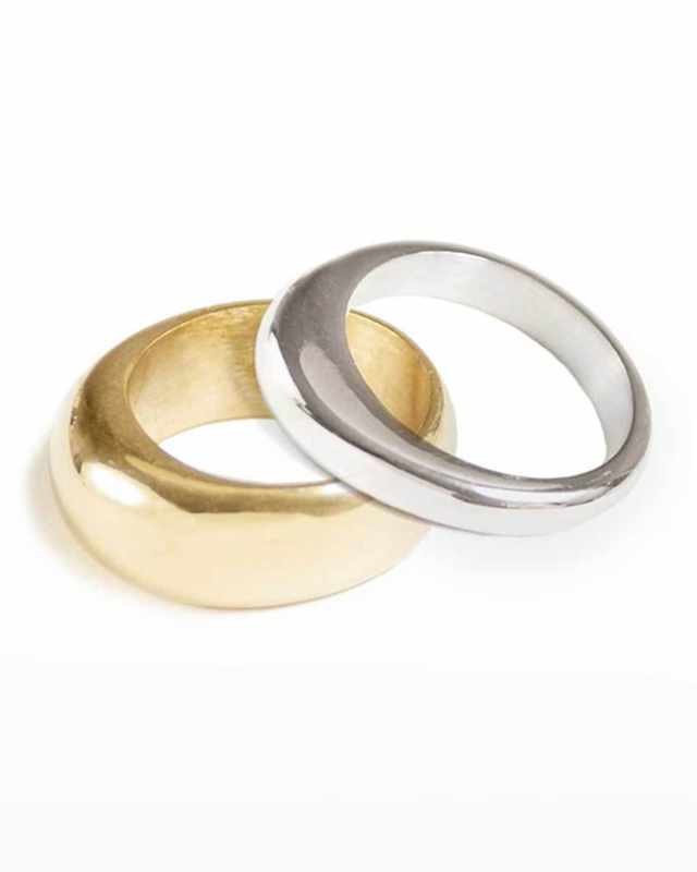 Organic Mixed Metal Stacking Rings, Set of 2, Size 5-9