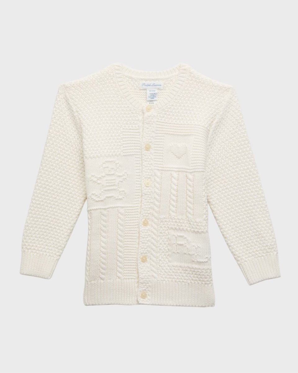 Girl's Cardigan W/ Bear Intarsia, Size 3M-24M