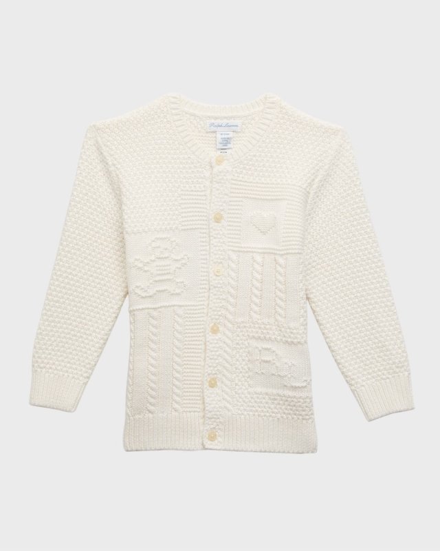 Girl's Cardigan W/ Bear Intarsia, Size 3