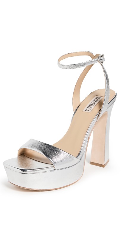 Badgley Mischka Caia Platform Sandal Heels Silver