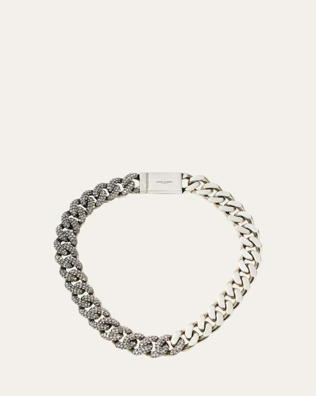 Rhinestone Thick Curb Chain Necklac