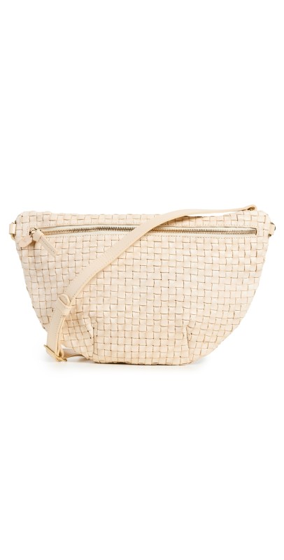 Clare V. Grande Fanny Belt Bag Cream Woven Checker