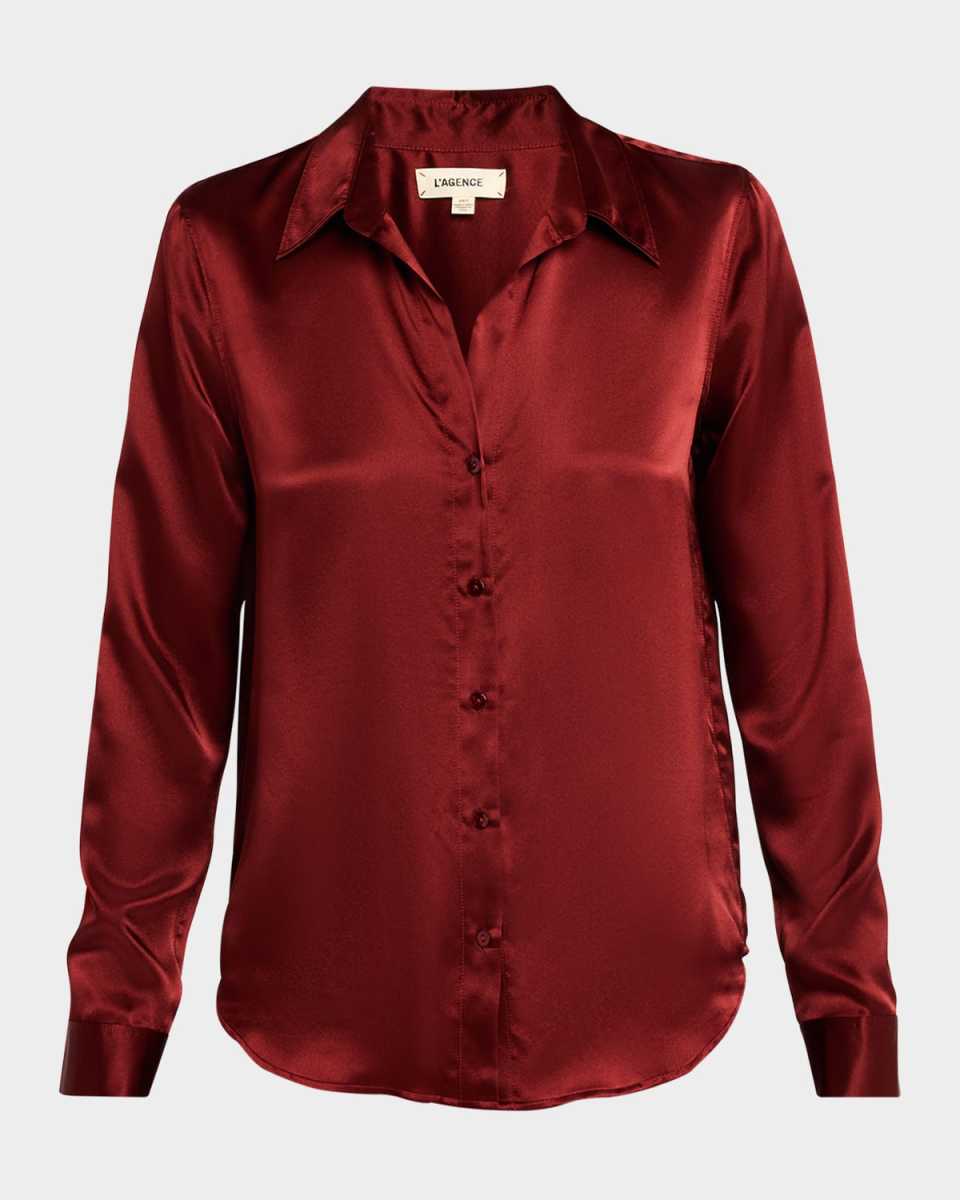 Tyler Button-Front Silk Blous