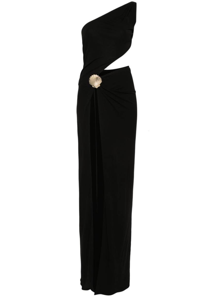 one-shoulder gathered dress