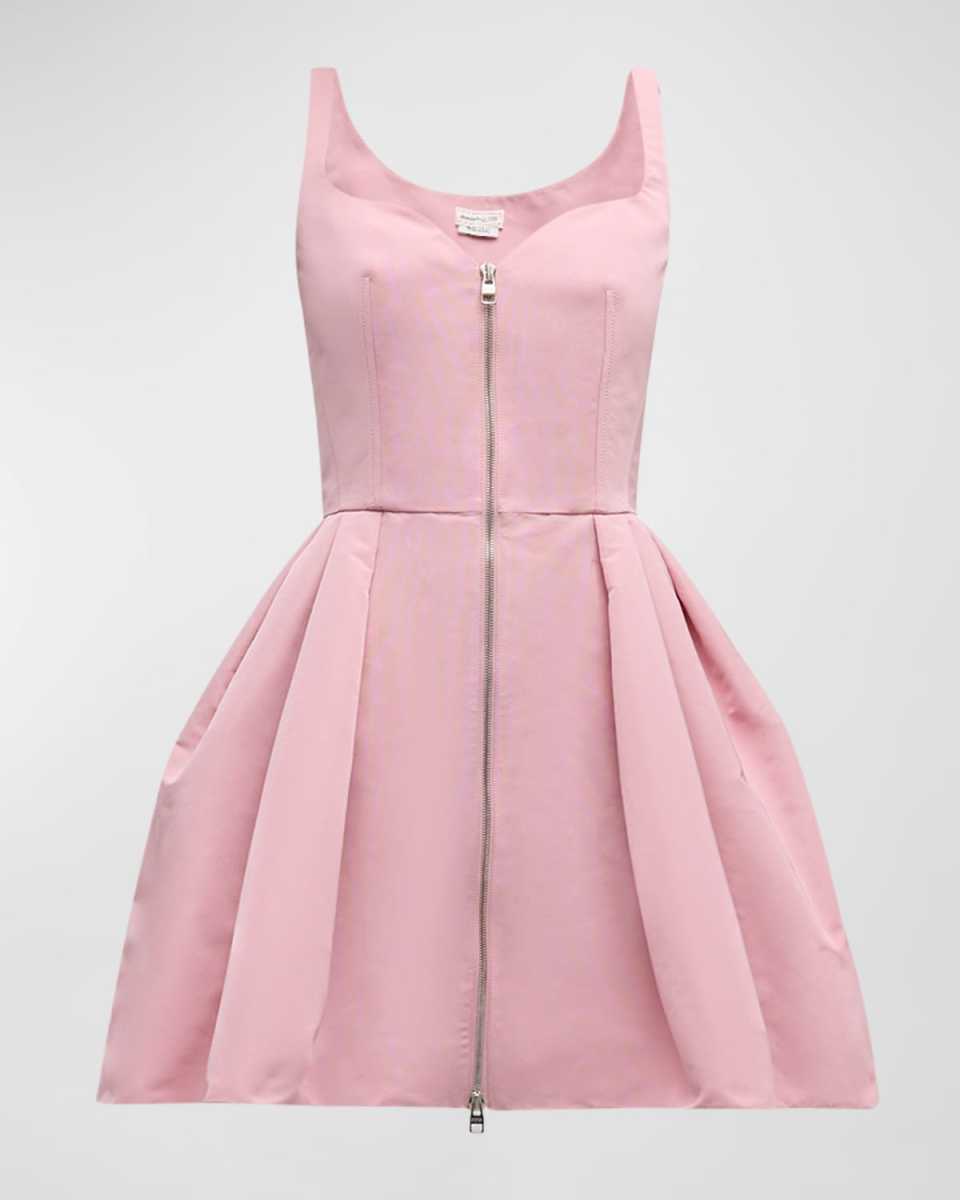 Zip-Front Polyfaille Mini Dress