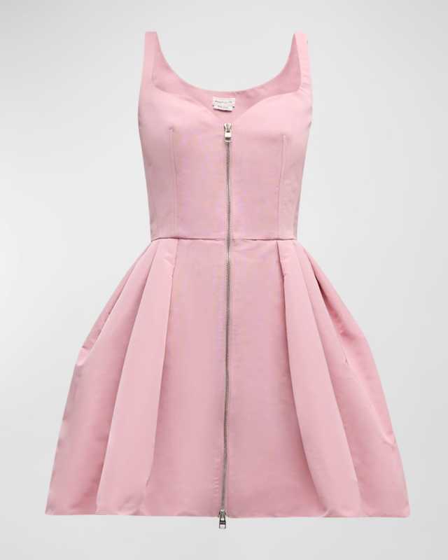 Zip-Front Polyfaille Mini Dress