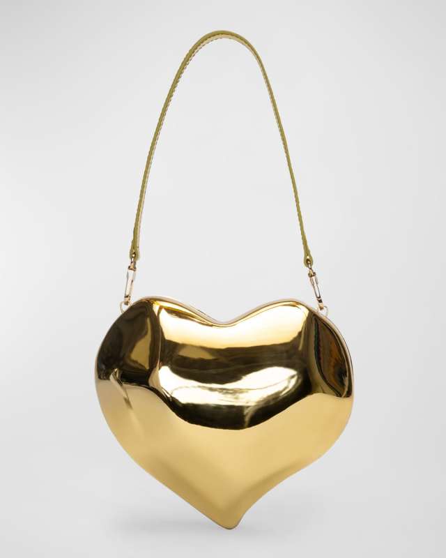 Molded Heart Chain Shoulder Bag
