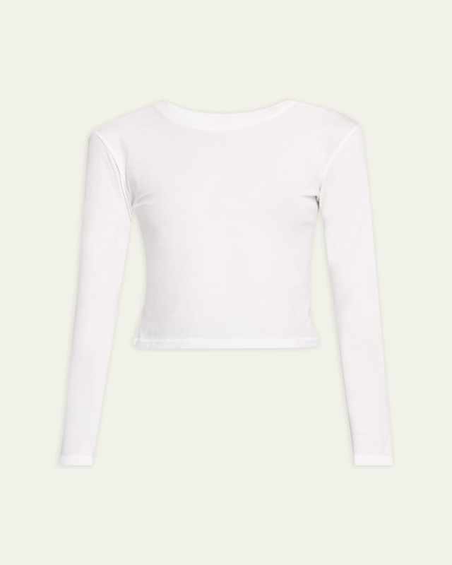 Babe Cropped Long-Sleeve Cotton T