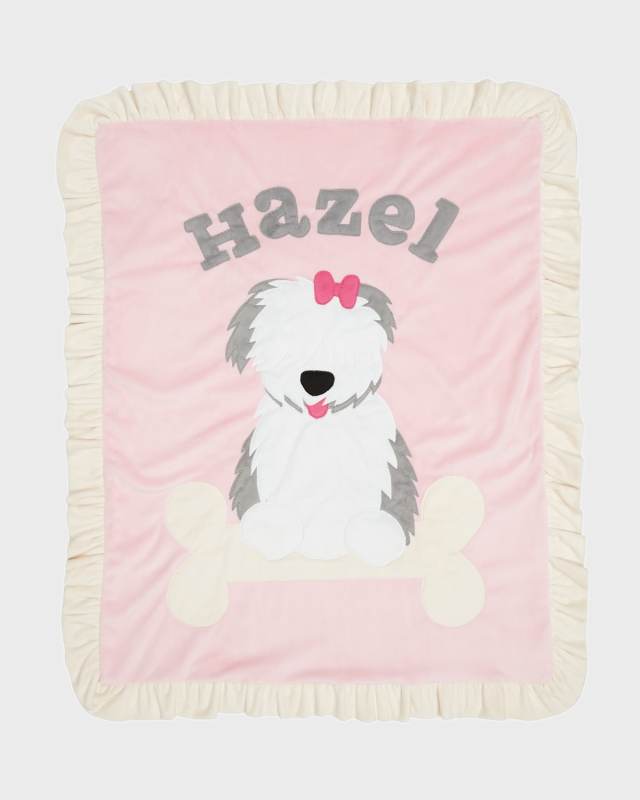 Personalized Puppy Love Plush Blanket, Pink