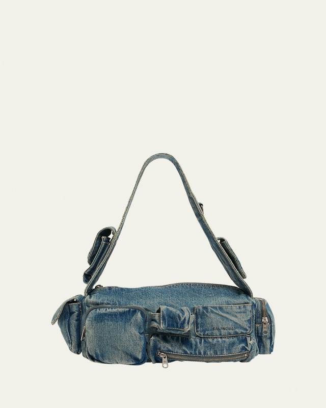 Superbusy Sling Washed Denim Shoulder Bag