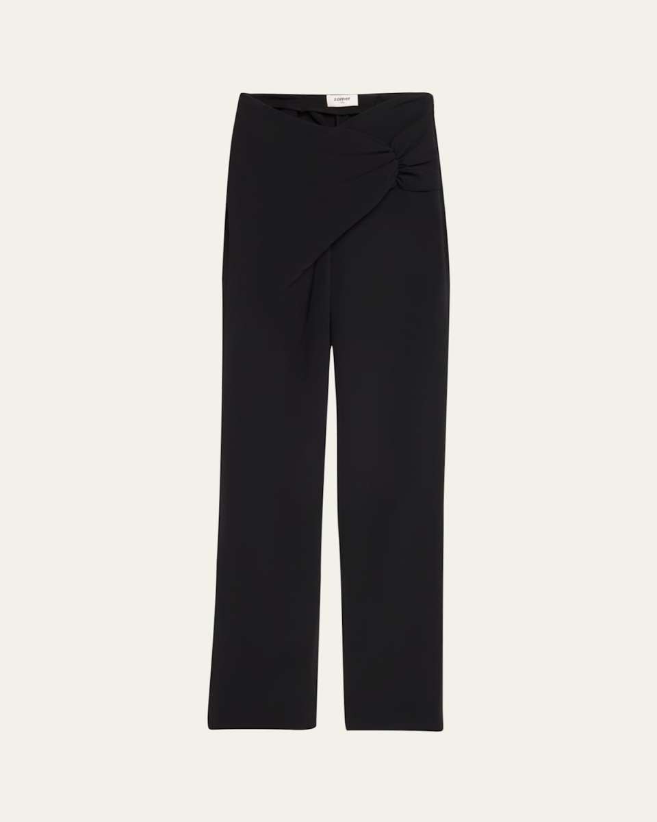 Gathered Jersey Straight Leg Trousers