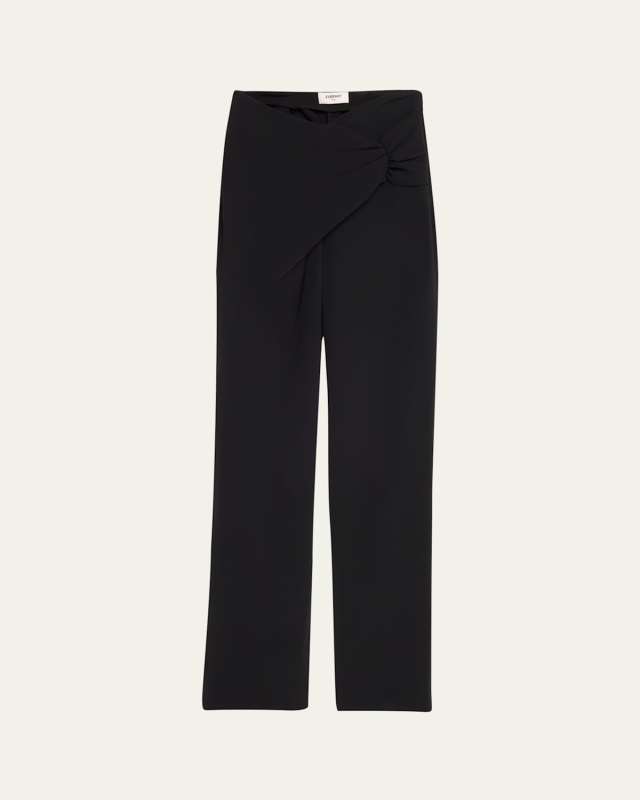 Gathered Jersey Straight Leg Trousers