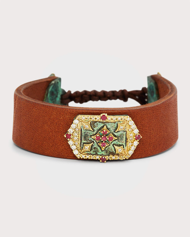 Multi-Stone Art Leather Bracelet
