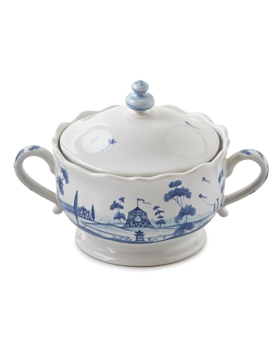 Country Estate Delft Blue Sugar Bowl with Lid