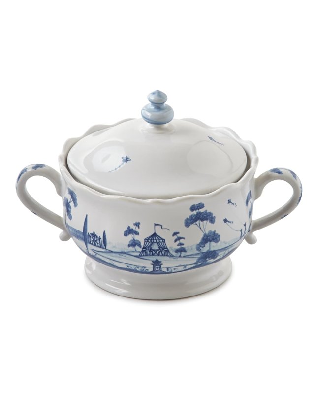 Country Estate Delft Blue Sugar Bowl with Lid
