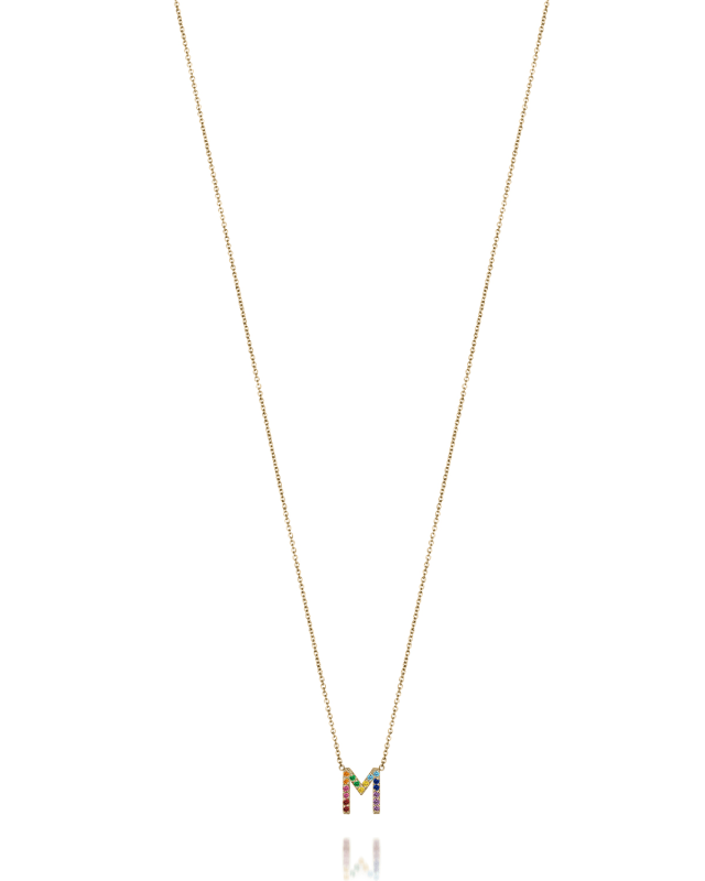 Amelia 14k Gold Rainbow Initial Pendant Necklace