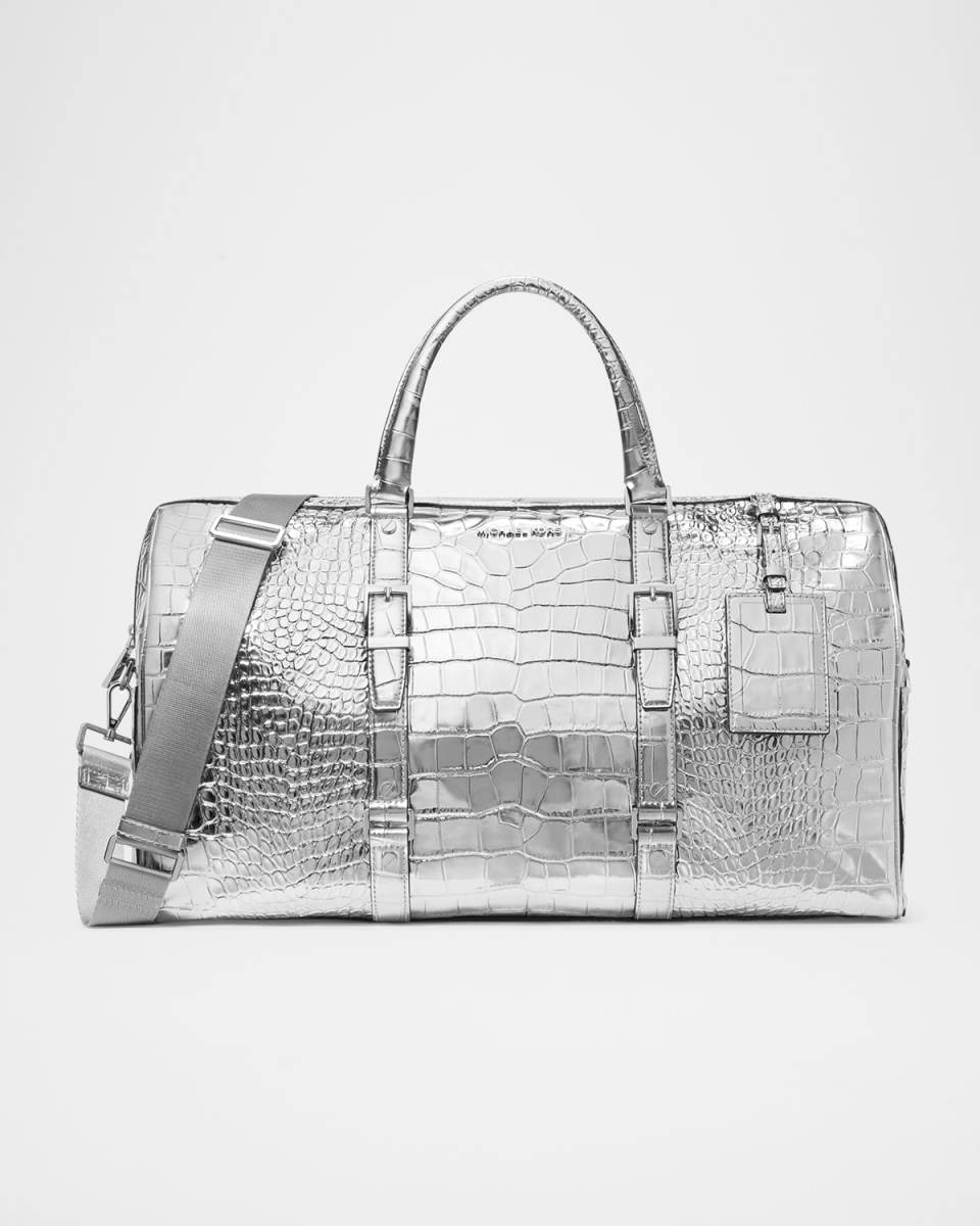 Bedford Metallic Croc-Embossed Travel Weekender Bag