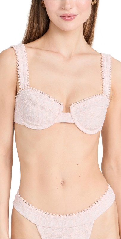 Devon Windsor Palmer Bikini Top Cream Tweed