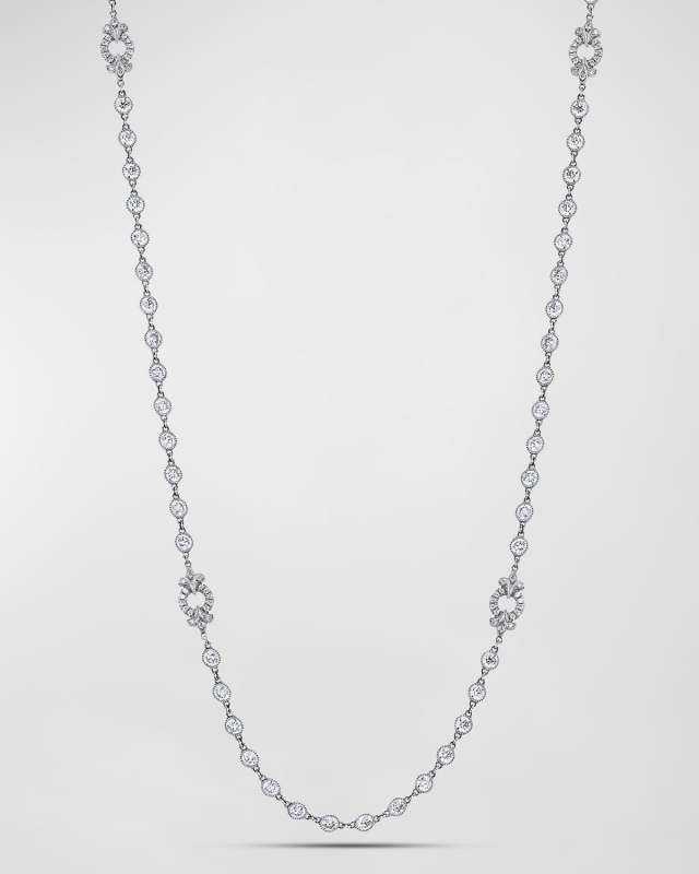Platinum Handmade Diamond Necklace with Fleur De Lis Stations, 19.88tcw, 16"