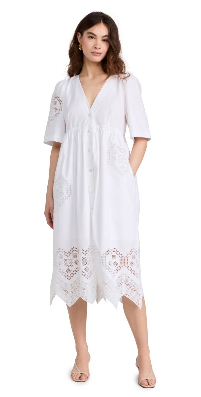 RHODE Mira Dress White Heart Eyelet