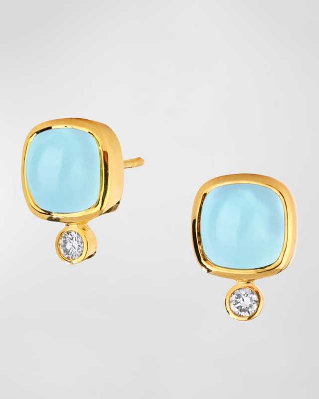 18K Sugarloaf Candy Earrings with Diamonds
