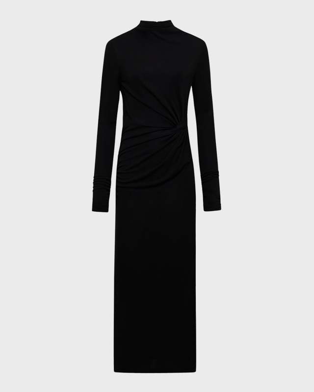 Sonja Ruched Mock-Neck Midi Dress