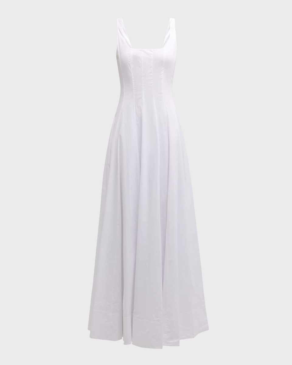 Wells Sleeveless Cotton Poplin Corset Maxi Dress