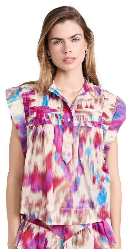 Isabel Marant Étoile Leaza Blouse Beige/Raspberry