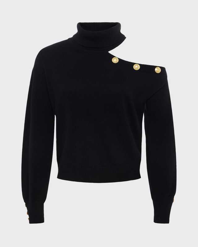 Brixie Cut-Out One-Shoulder Turtleneck Sweat