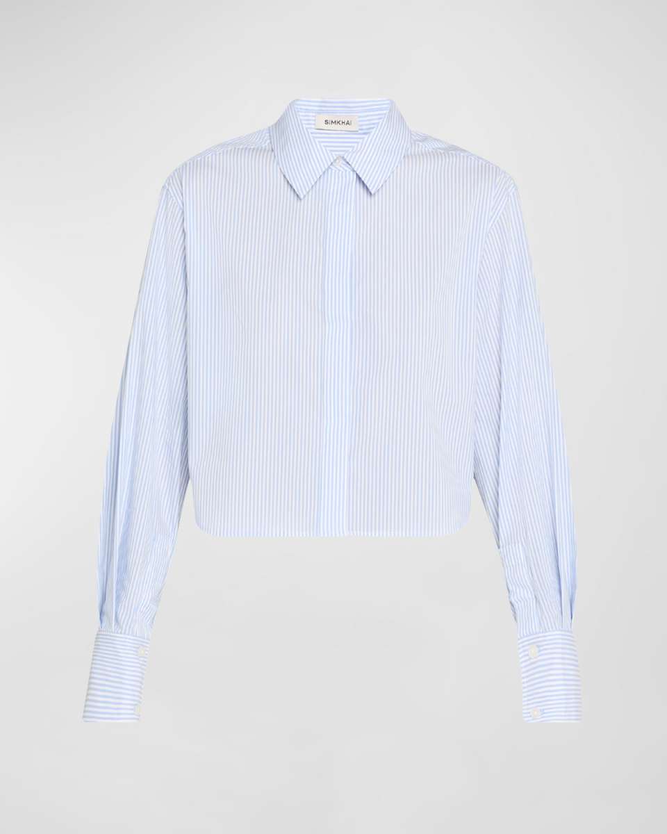 Renata Striped Cotton Cropped Button-Front Shirt
