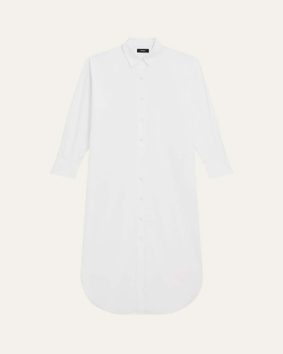 Relaxed Cotton Button-Front Maxi Shirtdress