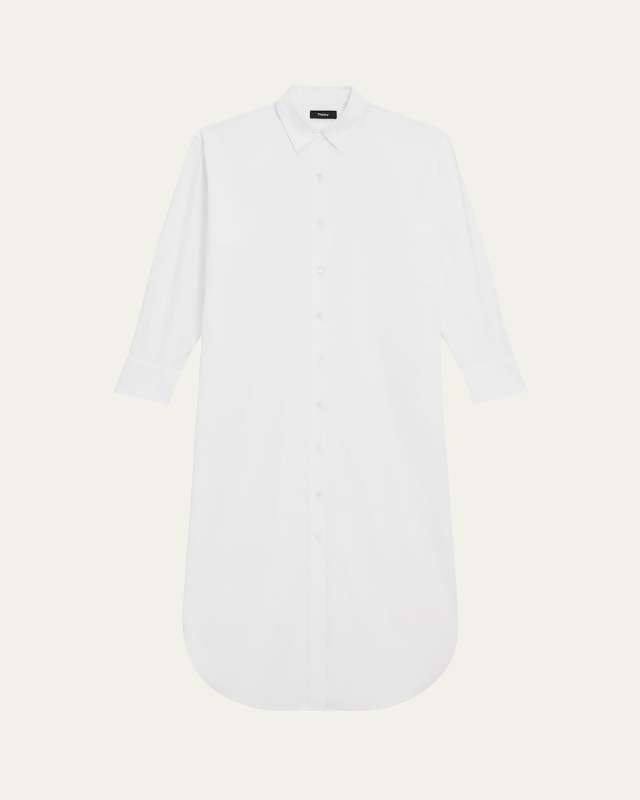 Relaxed Cotton Button-Front Maxi Shirtdress