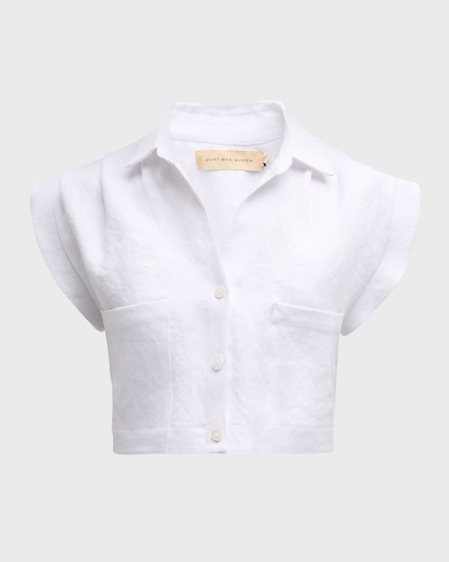 Preen Button-Front Hemp Crop Top