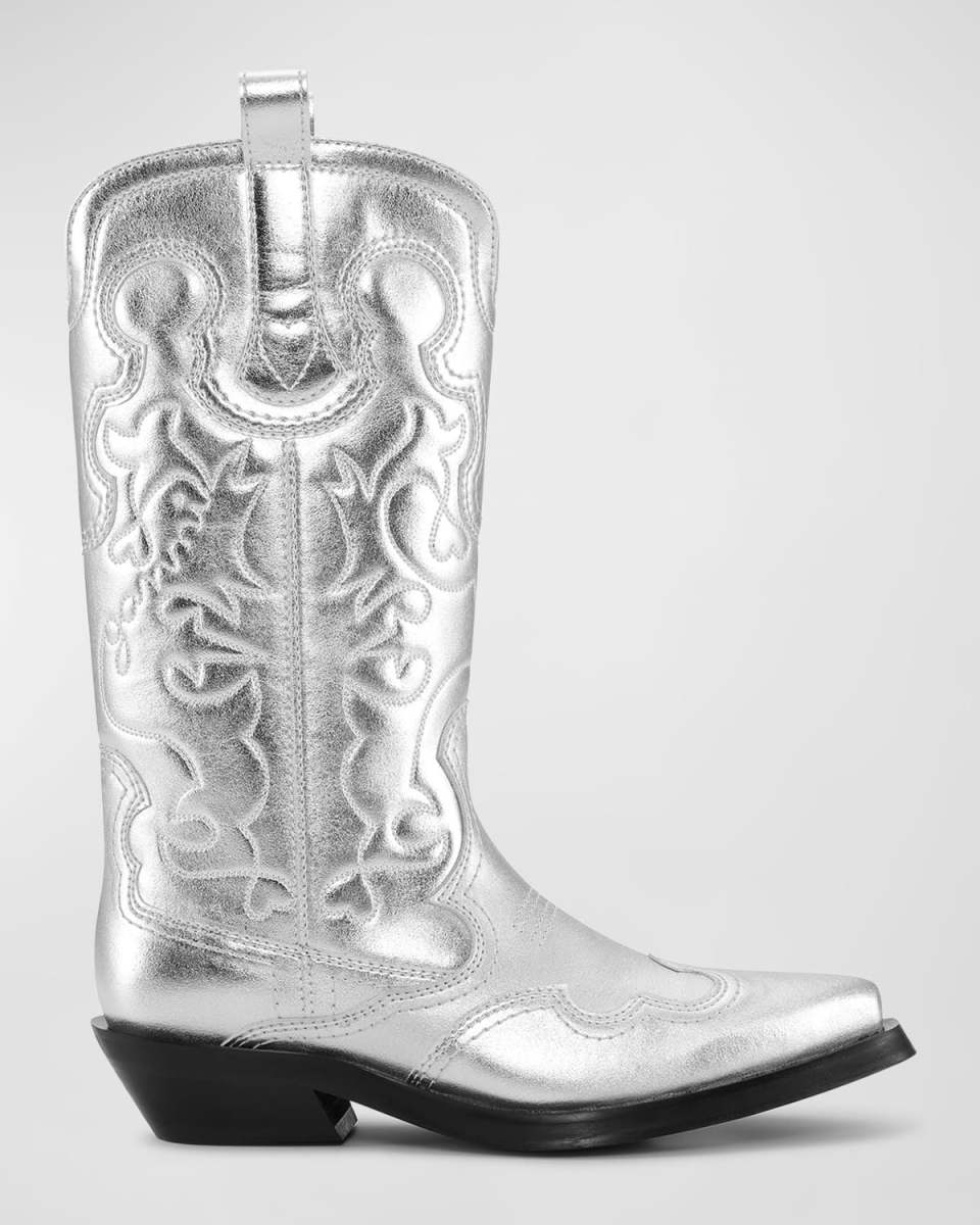 Recycled Metallic Embroidered Western Boots