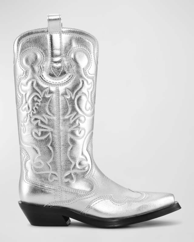 Recycled Metallic Embroidered Western Boots