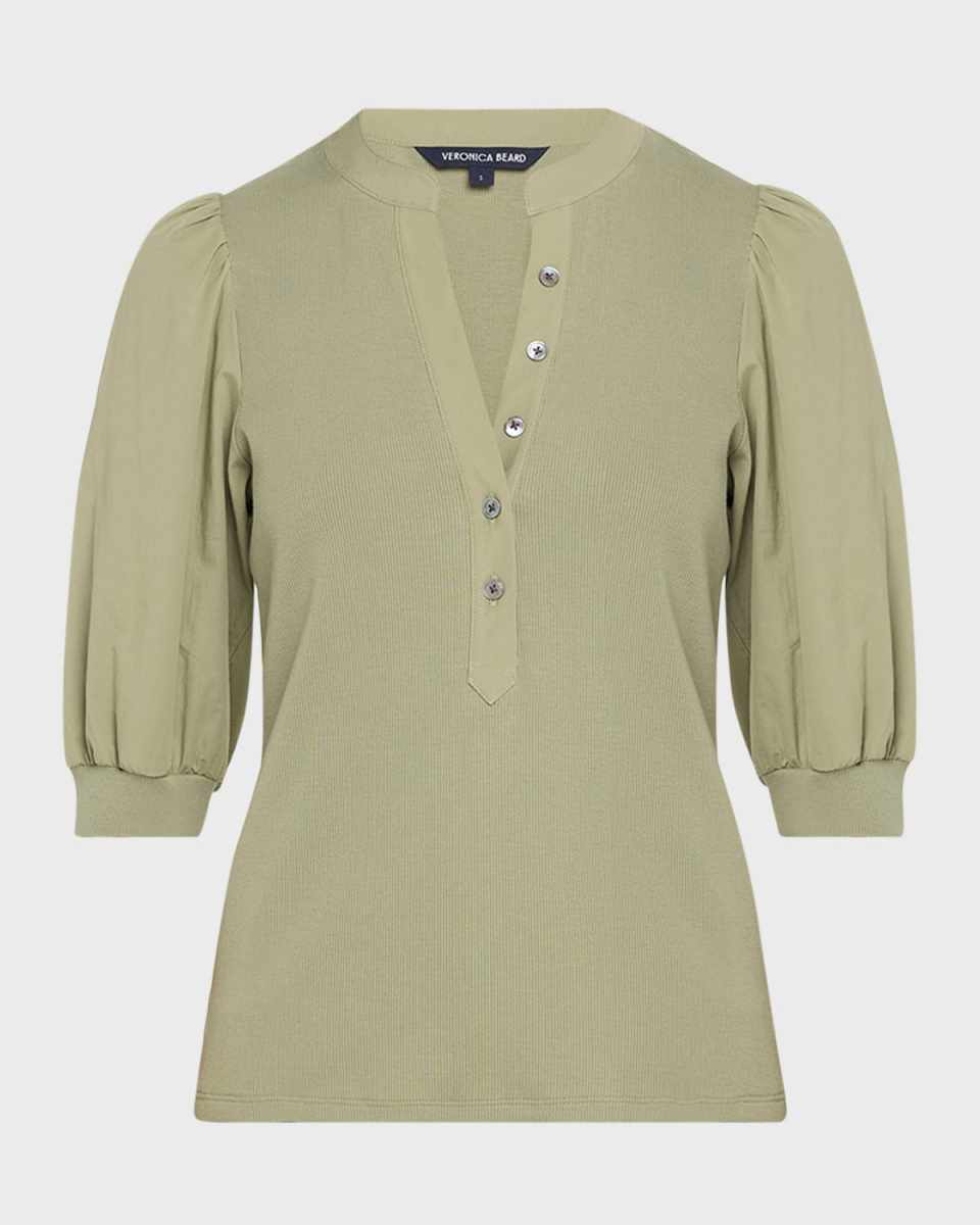 Coralee Puff Sleeve Button-Front Top