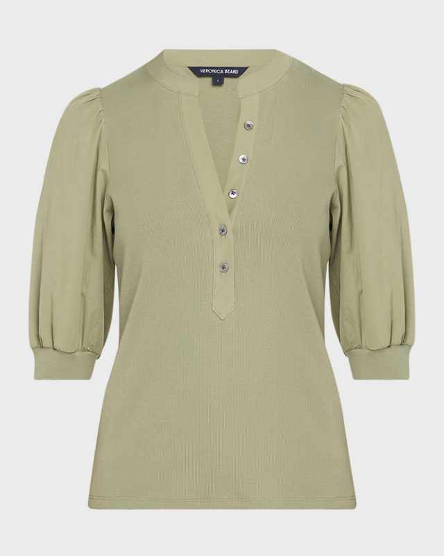 Coralee Puff Sleeve Button-Front Top