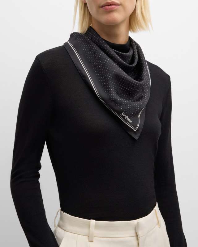 Mini Polka-Dot Silk Square Scarf