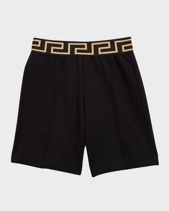 Boy's Greca Trim Fleece Shorts, Size 4-14