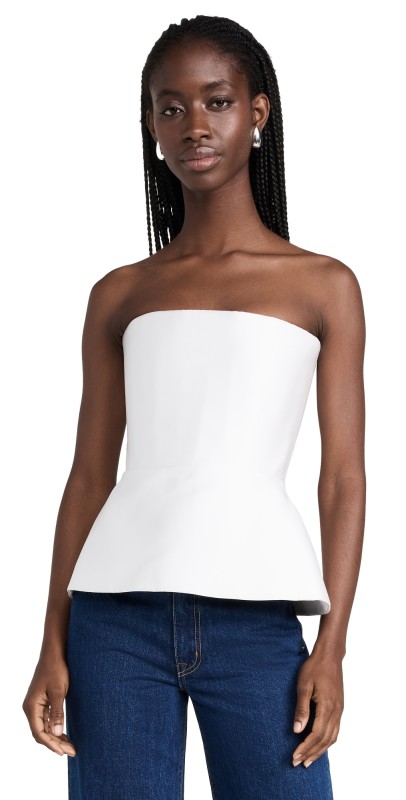 Rozie Corsets Satin Peplum Top White
