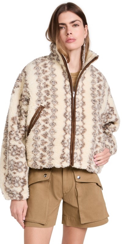 Isabel Marant Étoile Mackensys Sherpa Bomber Ecru/Brown