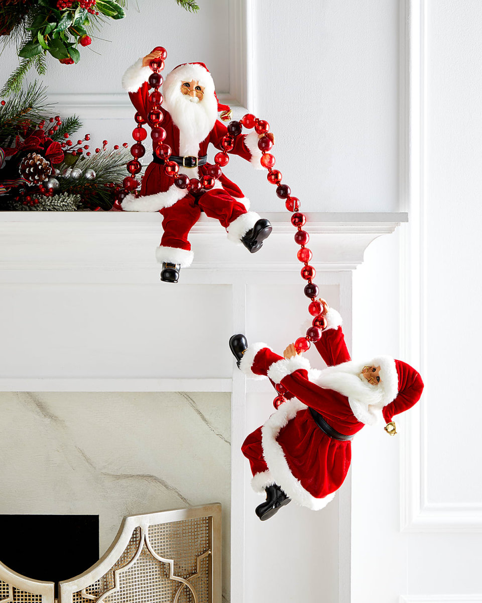 Traditional Poseable Santa Pair